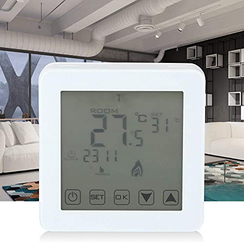 Temperature Controller, Wireless Large LCD Screen Programmable Digital Heating Thermostat Wall-mounted Boiler Heating System for Home Brew Greenhouse Heater Heat Mat Tube Heater Reptile Vivarium
