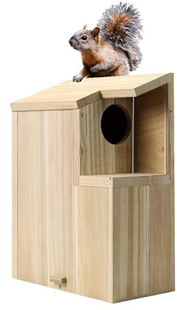 Sundia Large Squirrel Family House Pine with Coating Nesting Wooden Box for Breeding Living
