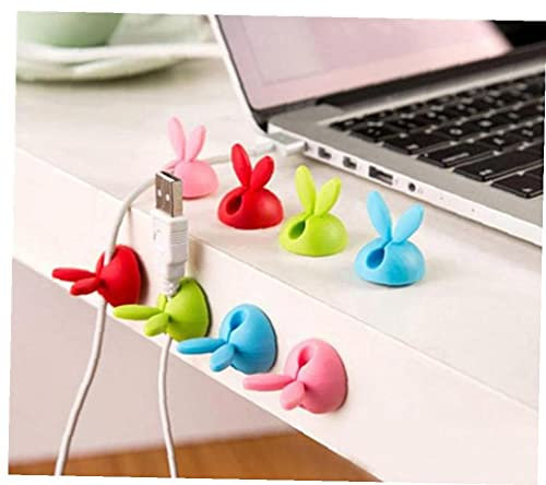 TOSSPER 1pc Colorful Cute Rabbit Cable Clip Usb Charger Cord Management Desk Tidy Wire Holder Organizer for Power Cord Mouse Cable Random Color