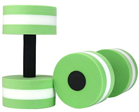 1 Pair Fitness Water Dumbbell Water Aerobic Exercise Foam Barbells Pool Resistance Water Sports Fitness Equipment for Weight Loss Outdoor Hand Bars Colorful Water Dumbbell (10.63x5.9inch) (Green)