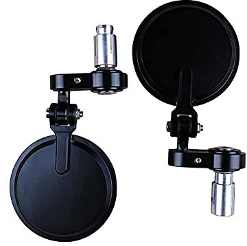 Spiegel für Lenkerende CNC 13,5 To18mm Universalgriff Für Barend-Spiegel Für Motorrad-Runde Vintage-Motorrad-Rückansicht (Color : Black)