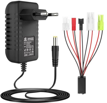 NIMH/NICD Ladegerät 2.4V-7.2V 8.4V 9.6V 10.8V 12V für 2-10S NIMH Akku | Multifunktionales Ladegerät mit für NIMH/NICD Akku, mit Tamiya/Mini Tamiya/SM 2P/JST/HuanQi Verbindungskabel