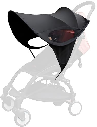 Universal Stroller Sun Cover UV Protection Baby Stroller Sun Shade Buggy Pram Sun Rain Shade Blackout Blind Canopy Cover Pushchair Sunblock Cover for Travel Park Zoo, Black