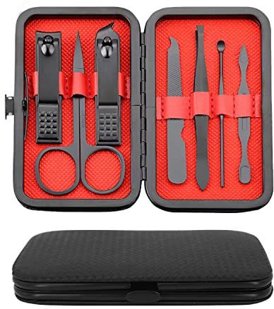 Hotype Tagliaunghie Set Professionale e Pedicure, Set Tagliaunghie Portatile da Viaggio, Set Manicure in Acciaio Inox, Strumenti per Manicure e Pedicure, per Viaggi e Casa, 7 Pezzi