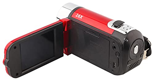 ASHATA Videokamera Camcorder, Full HD Rotations Digitalkamera Recorder, 16X High Definition 270 Grad Rotations Digital Camcorder Video DV Kamera(Rot)