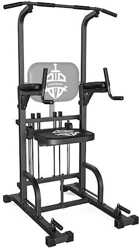 Sportsroyals Power Tower Klimmzug-Dip-Station Hilfstrainer Multifunktions-Heim-Fitnessstudio Krafttraining Fitnessgerät 200 kg