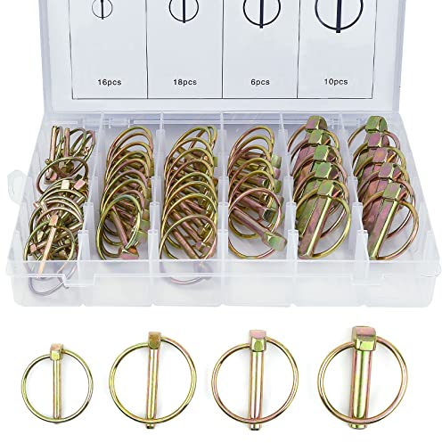 BIGP 50 Stück Klappsplinte Sortiment, 4 Größen Klappstecker Klappsplinte Klappsplinten Sortiment Bolzen 4.5-6-8-11mm KFZ, Splinte zum Sichern von Sicherungsbolzen, Splinte Klappstecker