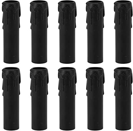 10pcs 4 Inch Candle Covers Sleeves Simulation Vintage Wax Drop Candle Socket Covers for Chandelier, Vintage Candle Light Socket Covers Chandelier Covers (Black)
