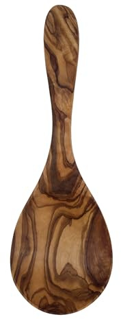 Servierlöffel aus Olivenholz „Solo“ 26 cm – extrabreiter Reislöffel Holz, Kochlöffel zum Servieren & Portionieren