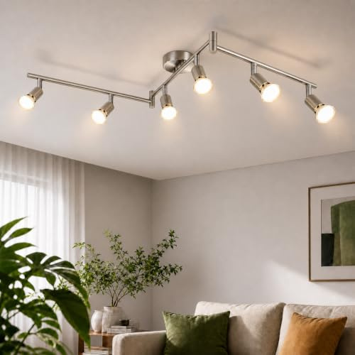 Glitzerlife LED Deckenstrahler 6 Flammig Deckenlampe Deckenleuchte | Deckenspot GU10 Wohnzimmer Modern Schwenkbar 330 Drehbar Spot Strahler Lampe Decke Schlafzimmer Ohne Leuchtmittel