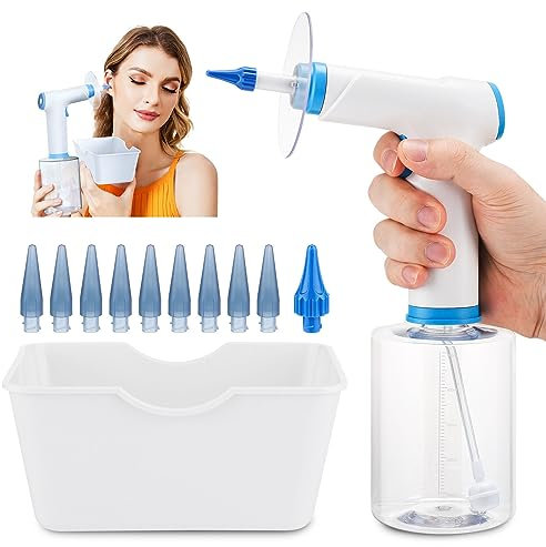 NGARY Ear Wax Removal Kit, USB Rechargeable Ear Irrigation Water Cleaner Tool with 4 Pressure Settings and 500 Ml Water Bottle, Safe and Effective, for Ear Wax Buildup