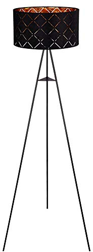 Stehlampe Standleuchte Deckenfluter Wohnzimmer Fernbedienung Stativ Textil, Metall schwarz, 1x RGB LED warmweiß, DxH 69x149 cm