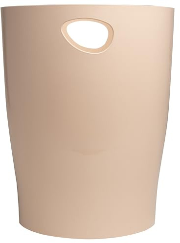 Exacompta - 1 Papierkorb mit Griffen ECOBIN Skandi - Großes Fassungsvermögen 15 Liter - Maße 26,3 x 26,3 x 33,5 cm - für Büro oder Zuhause - Farbe Nude