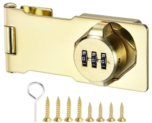 PATIKIL Household Cabinet Password Lock With 3 Digit Combination - Security Latch for Drawer and Cabinet - Anti-Theft Keyless (Gold)