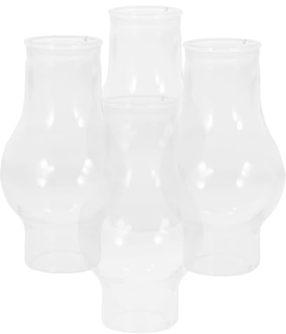 Warmhm 4 Stück Petroleumlampenschirme aus Glas Winddichtes Öllampen Glasabdeckung Retro Lampenabdeckung als Dekoratives Zubehör für Haushalt und Vintage Lampen