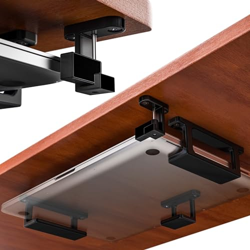 Mobilefox Soporte para Debajo de la Mesa del portátil Soporte para Estante con protección contra caídas para portátil MacBook 0-35 mm Negro