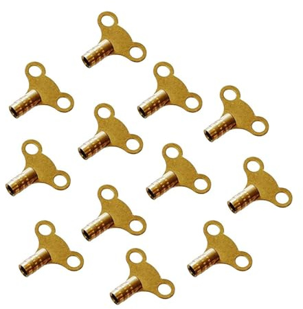 PEBBLE HUG Radiator Key Solid Brass, Easy Thumb Turnkey, Clock Key for Bleeding and Air Vent, Heavy Duty Clock, Sturdy and Durable (12 Pcs)