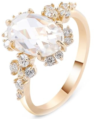 KnSam 14K Gold Ring, Klassiker Hochzeitsband mit Moissanit 1ct in Ovalschliff, Au 585 Eheringe Pärchen Ringe Echt Goldschmuck