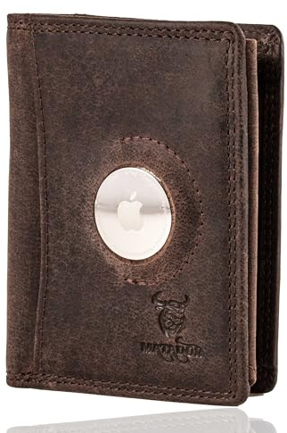 MATADOR Geldbörse Herren Portemonnaie Damen kompatibel mit Apple Airtag | Portmonee Herren Leder Kartenetui für Air Tag | Geldbeutel Damen Kartenhalter Wallet Portemonnaie Herren Leder | Dunkel Braun