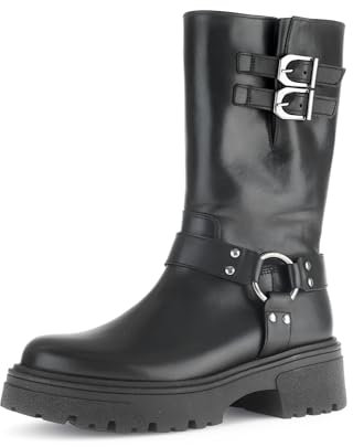 Gabor Damen Biker Boots, Frauen Stiefeletten,Best Fitting,uebergangsstiefel,Winterstiefeletten,Winterschuhe,schwarz(Altsilber),40 EU / 6.5 UK