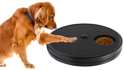 Rislobx Hund Nagel Kratzbrett, 3 in 1 Drehbar Rund Hund Kratzbrett mit Futter Aufbewahrungsfach Box Nagelschleifer Krallenpflege, Stressfrei Hund Kratzpad (Schwarz)