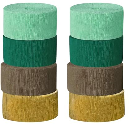 Bunte Krepppapier-Luftschlangen, Partyband, Hochzeit, Krepppapier, Rolle, Hintergrund, Geburtstag, Party, Grün, Braun, 8 Rollen