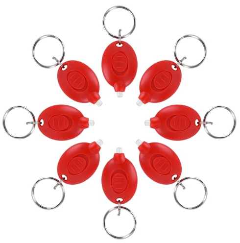 JWISLAND Lot de 8 porte-clés lumineux LED rouge, lumière rouge, porte-clés lampe de poche rouge, porte-clés lumière rouge pour vision nocturne
