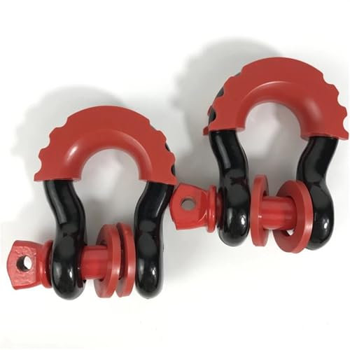 Abschleppseil Rostfreier 5/8 Zoll D-Ring-Schäkel mit Isolatoren und Unterlegscheiben, 19,5 Tonnen (42990 Pfund), maximale Bruchfestigkeit, 4x4-Abschlepphaken Synthetisches Windenseil-Kit(2pcs-black re