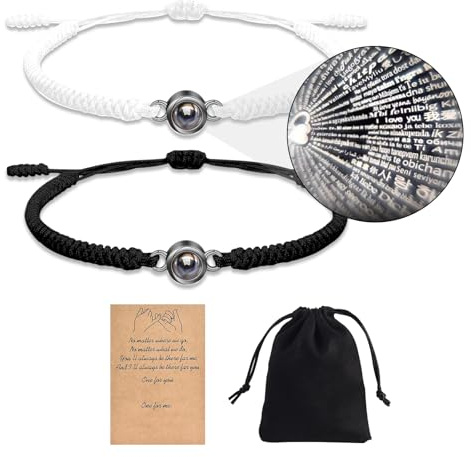 YOOCHUENG Paararmbänder mit Projektion Ich liebe dich in 100 Sprachen,Geflochtenes Seil-Armband für Paare als Geschenk für Freund Freundin Ehemann Ehefrau,Valentinstag Jahrestag