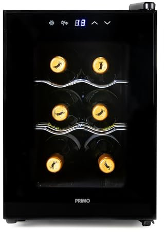 PRIMO PR168WK Cave à Vin - Pose Libre - 6 Bouteilles - Classe E - Noir