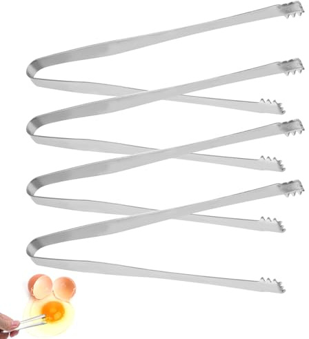 4 St Ägg Chalaza Borttagningstång, 15,2 cm Tanddesign Äggskalsfragmentborttagningstång Rostfritt Stål Mångsidigt Köksredskap för Matlagning Konditorer Tårtbagare (Silver)