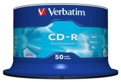 CD-R 700MB 52X, tarrina de 50 Unidades, Ideal para Almacenamiento de Datos, grabación de música y copias de Seguridad.