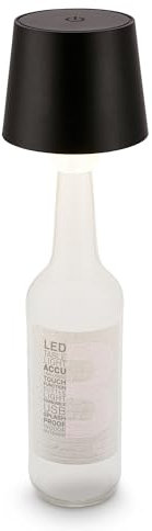 BRILONER - Lampada da tavolo senza fili con touch, dimmerabile, USBC, ricaricabile lampada bottiglia, lampada da comodino ricaricabile, lampada da tavolo da esterno, 10,5x11,5 cm, nero