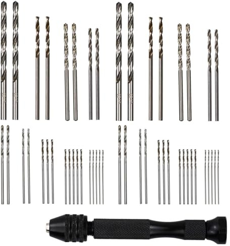 51Pcs Hand Drill Bit Set, 0.5-3.0mm Precision Pin Vise Drill, Micro Twist Drill Bits, Small Drill for Delicate Manual Work Electronic Assembling Model Making Woodworking