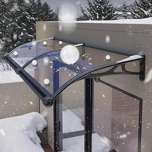 NEDLON Marquise De Porte D’Entrée Moderne, Auvent De Porte Et Fenêtres avec Évier De Guidage, Abri Banne en Polycarbonate Transparent, pour Garage, Balcon, Entrée, Bureau(W100xL120cm)