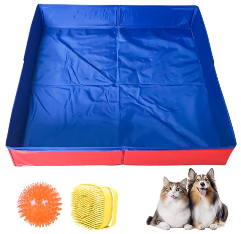 Hundepool Kleine Hunde Katzen Faltbar, Anti-Rutsch Katzenpool Hundebadewanne, Mini Hunde Katzen Pool Planschbecken Ohne Aufblasen, Hundeplanschbecken Hundepools, Pool Hund Hundebecken (C-50 * 10)