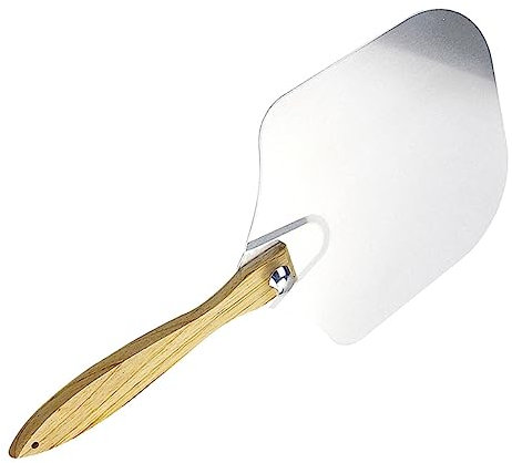 JECOMPRIS 1Pc Silver Pizza Peel with Wooden Handle Versatile Baking Tool for Pizzas Cakes and Pies and Easy to Store Kitchen Accessory for Home and Professional Use