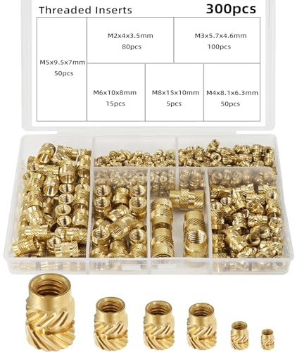 Gewindeeinsatz M2 M3 M4 M5 M6 M8 Messing Einschmelzgewinde Einpressmuttern 300 Stk Einschmelzmuttern Gewindeeinsatz 3D Druck Threaded Inserts Gewindeeinsätze für 3D Druckkomponenten Kunststoffteile
