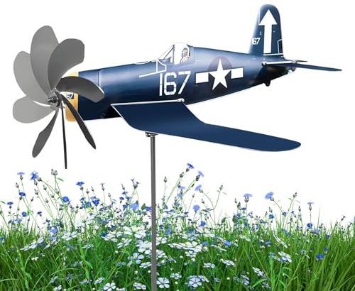 fayarrd Moulin à Vent de Jardin | Girouette en Forme d'avion en Métal pour Jardin - Éoliennes Décoratives Résistantes aux Intempéries pour Terrasse Cour Fêtes Extérieur