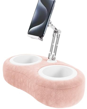 Pillow Tablet Holder - 360° Adjustable Bed Holder with Plush Cushion, Detachable Bowl, Fits 4.7 to 13 Inch Phone or Tablet, Land Lightweight Desk Accessory for