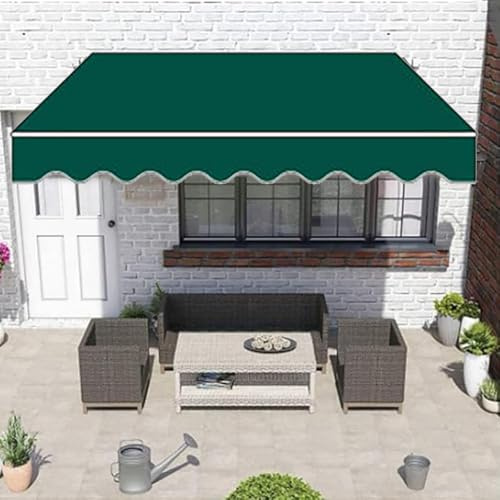 Tessuto di ricambio per tenda da sole, 6,1 x 4,9 m/4,9 x 3,7 m/3,7 x 3 m, copertura impermeabile in poliestere per porte e finestre, telo per tenda da sole, tela verde per esterni
