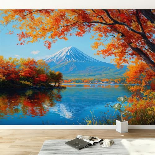 Carta Da Parati Fotografica 250 x 175 cm Alberi In Stile Alpino E Naturali Moderne Decorazione Da Muro Poster Design Vello Decorazione Murale per Soggiorno Camera Da Letto, Blu