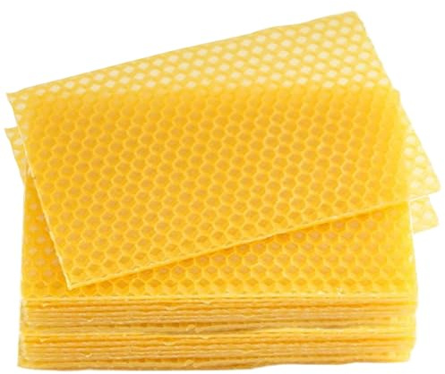 Cera para marcos de abejas, hojas de cera de abejas, 30 hojas de de de 5, 2 x 3, 5 pulgadas, para marcos de, panal natural para fabricación de velas, suministros de apicultura
