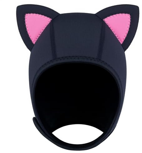 Dizokizo Scuba Hood Cat Ears Thermal Wetsuit Hood for Men Women 3mm Neoprene Swim Cap with Flow Vent for Snorkeling Diving Surfing Water Sports (XL)