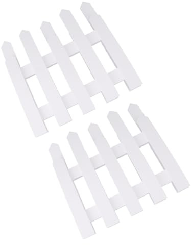 FONDOTIN Set 2 Pezzi Recinzioni in Legno Massello Bianco 1,2 M, Miniatura Decorativa per Albero di Natale e Bordatura Giardino, Ornamentale per Esposizioni Natalizie e Decorazioni