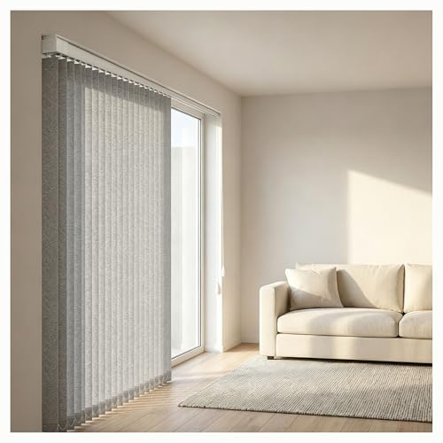 Innen Lamellenvorhang Komplettset 200 300 60 120 160 150 240 90 cm, Raumverdunkelnd 50% Lamellenanlage, Anpassbar Vertikaljalousien für Wohnzimmer Büro Terrassen(Grau,150cmWx130cm)