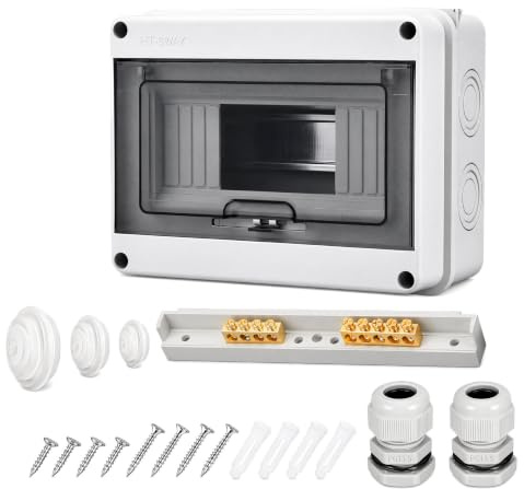 Xinsenke Caja eléctrica IP65 1 fila 8 módulos montaje superficie