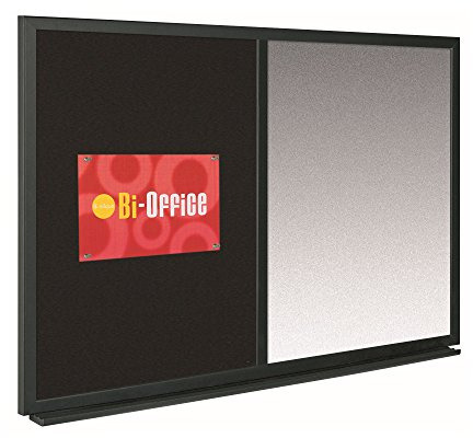 Bi-Office Combination Message Board, Silver Finish Magnetic Dry erase / Black Softouch Notice Board, 60 x 90 cm