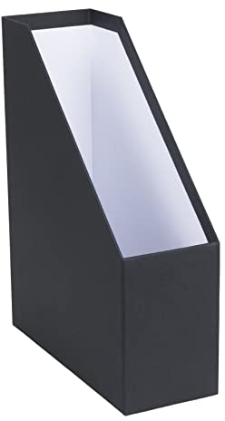 Bigso Box of Sweden Porta riviste con etichetta - Raccoglitore ufficio in fibra di legno e carta - Portadocumenti scaffali per riviste, cartelle o giornali - grigio scuro