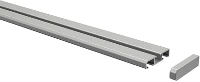 INTERDECO Gardinenschiene und Vorhangschiene 1- und 2-läufig aus Aluminium, flache Deckenschiene mit Wendeprofil, Silber-Grau, zur einfachen Montage, Typ 15200300, 400 cm